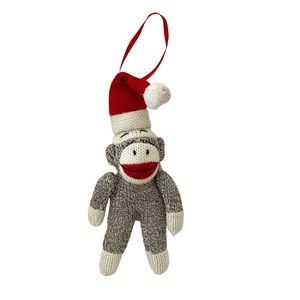 Christmas Sock Monkey Plush Ornament 7"